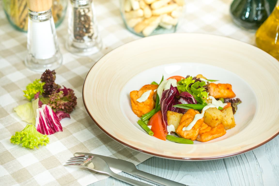 Спагетти с окунем